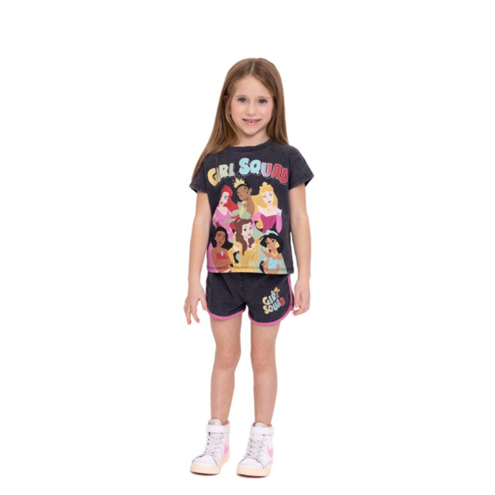 Disney Princess Toddler Girls T-Shirt & Shorts Set 2-Piece Black Multisize NWT